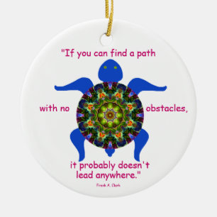 Kaleidoscopic Mandala Turtle Ornament.1 Ceramic Ornament