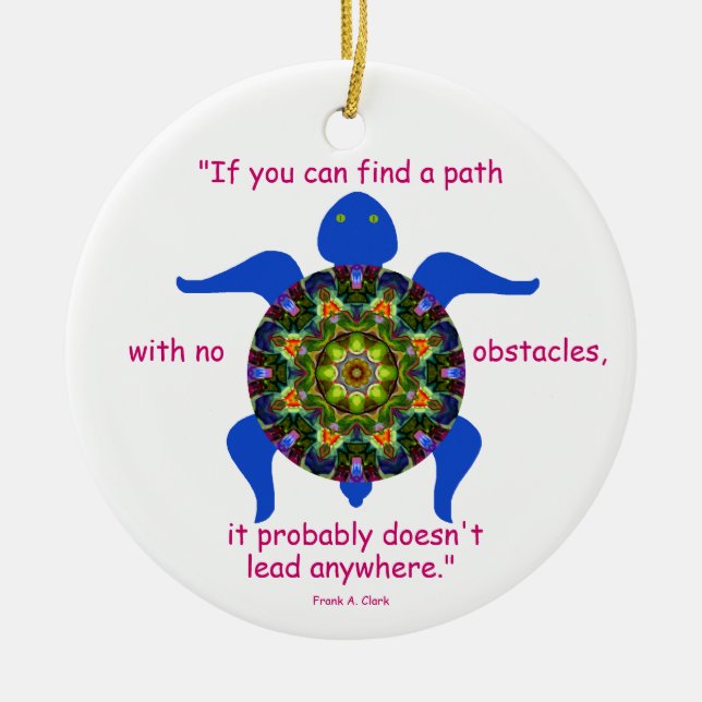 Kaleidoscopic Mandala Turtle Ornament.1 Ceramic Ornament (Front)
