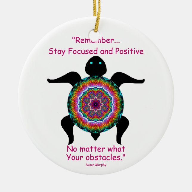Kaleidoscopic Mandala Turtle Ornament.3 Ceramic Ornament (Front)