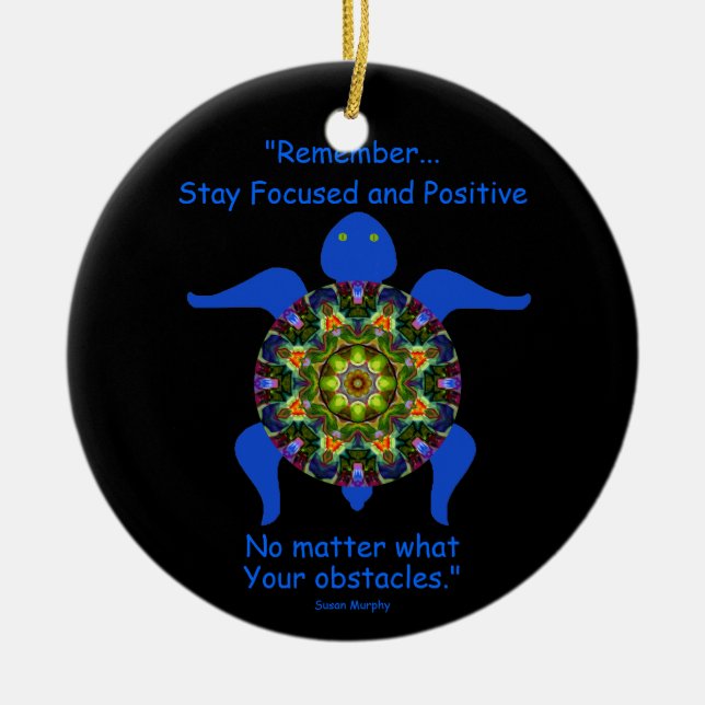 Kaleidoscopic Mandala Turtle Ornament.8 Ceramic Ornament (Front)
