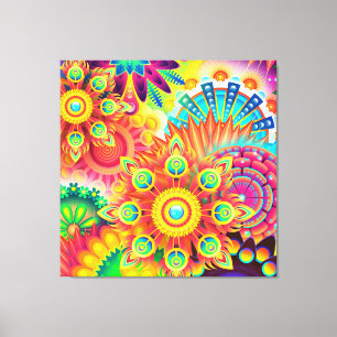 Kaleidoscopic Mandalas Colorful Accent pillow Canvas Print