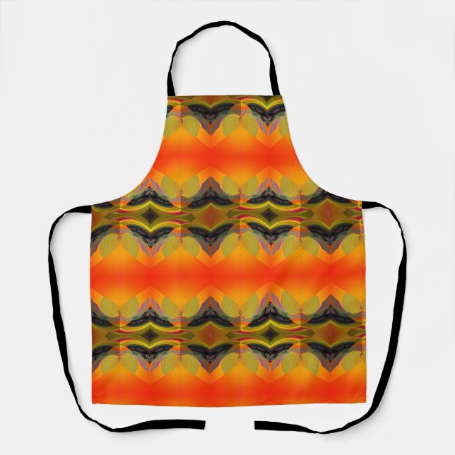 Kaleidoscopic Orange Craft Kitchen  Apron (Front)