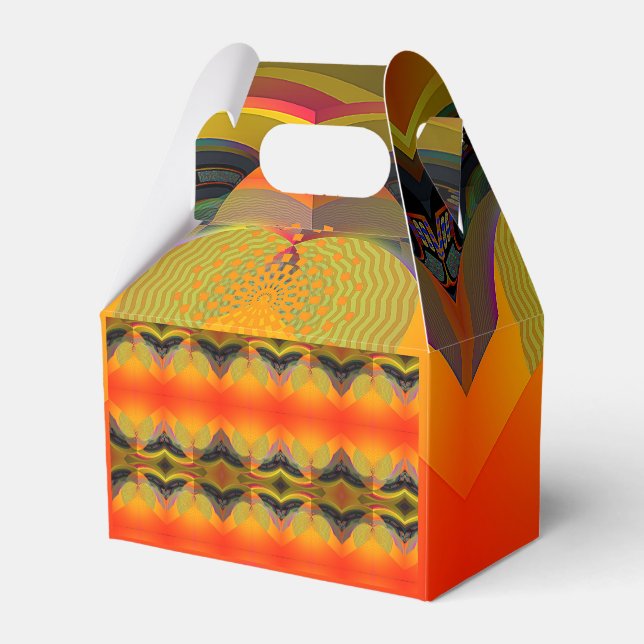 Kaleidoscopic Orange  Favor Box (Front Side)