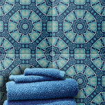 Kaleidoscopic Soft Blue and Indigo Geometric Tile<br><div class="desc">This ceramic tile features a unique, mesmerizing kaleidoscopic design. The intricate geometric patterns unfold in symmetrical harmony, creating a captivating visual experience. The tile is adorned with an elegant blend of deep blues and lighter hues, which creates a striking contrast that draws the eye to the centre. Each layer of...</div>