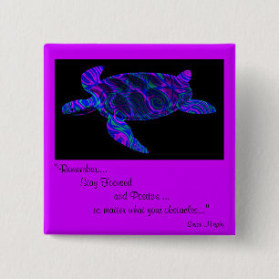 Kaleidoscopic Turtle Design Button.1 2 Inch Square Button