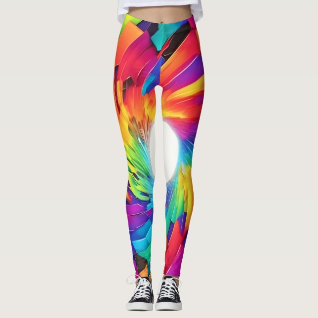 Kaleidoscopic Vortex: A Colourful Journey Leggings (Front)