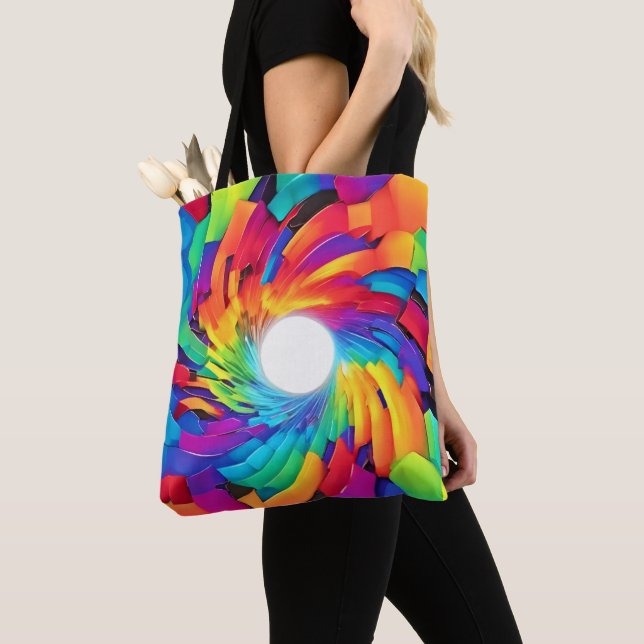 Kaleidoscopic Vortex: A Colourful Journey Tote Bag (Close Up)