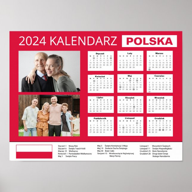 Kalendarz z własnymi zdjęciami 2024 | Poland  Poster (Front)