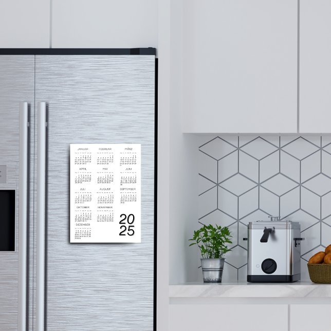 Kalender Deutsch 2025 Calendar Black And White Magnetic Invitation (2025 Kalender Deutsch Black And White Magnetic Invitation)