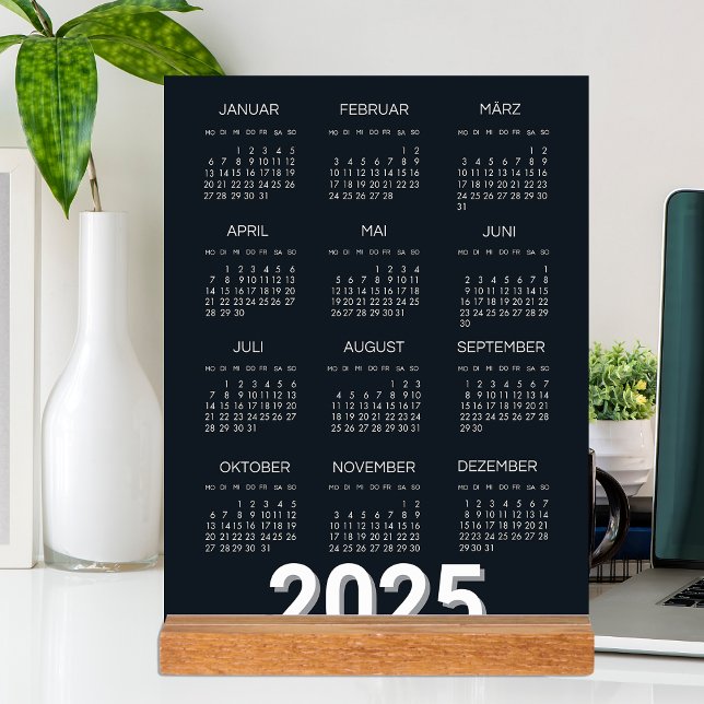 Kalender Deutsch 2025 Yearly Modern Black And Whit Acrylic Sign (Kalender Deutsch 2025 Yearly Modern Black And Whit Acrylic Sign)