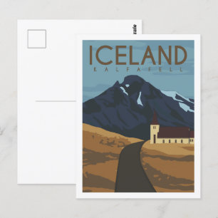 Kalfafell Iceland Famous Travel Place Illustration Postcard