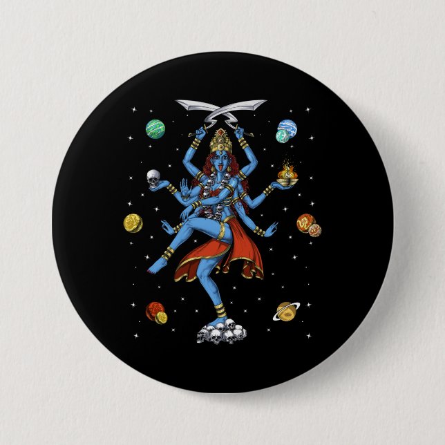 Kali Hindu Goddess 3 Inch Round Button (Front)