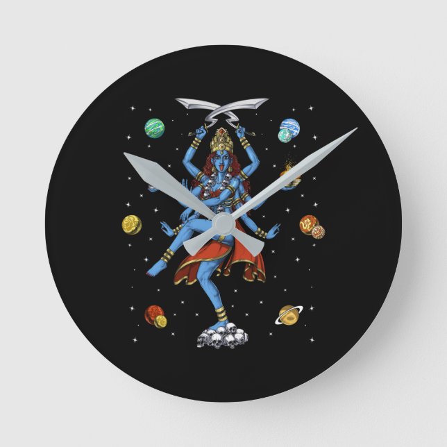 Kali Hindu Goddess Round Clock (Front)