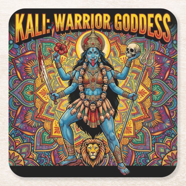 Kali Warrior Goddess Square Paper Coaster (Front)