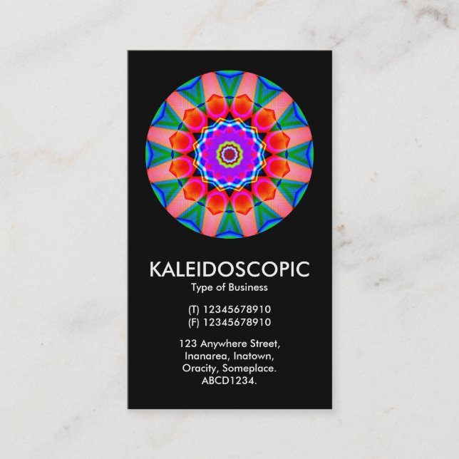 Kaliedoscopic Mandala 03 - Black Business Card (Front)