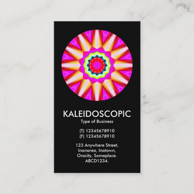 Kaliedoscopic Mandala 05 - Black Business Card (Front)
