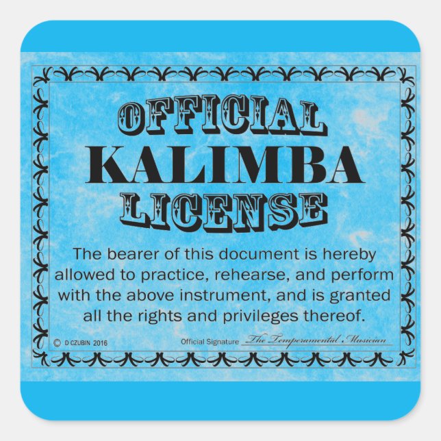 Kalimba License Square Sticker (Front)