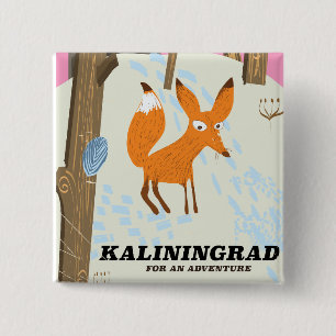 Kaliningrad "for an adventure" travel poster 2 inch square button