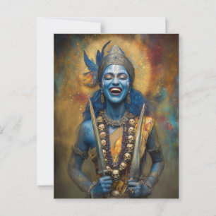 Kali's Divine Laughter: Goddess Shakti Painting Postcard