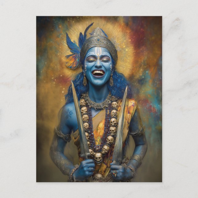Kali's Divine Laughter: Goddess Shakti Painting Postcard (Front)