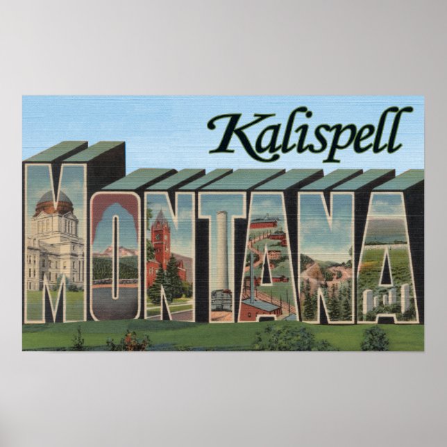Kalispell, Montana - Large Letter Scenes Poster (Front)