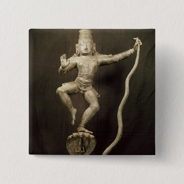 Kaliya Krishna 2 Inch Square Button (Front)