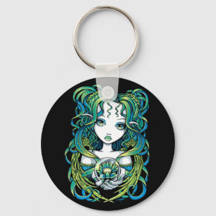 "Kallan" Green Lotus Water Angel Keychain