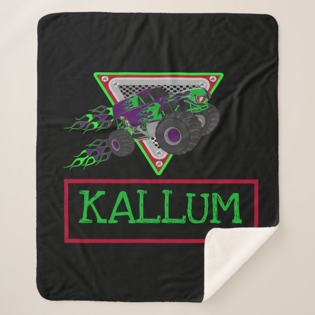 KALLUM MONSTER TRUCK DESIGN SHERPA BLANKET (Front)