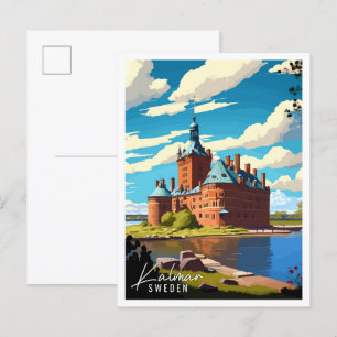 Kalmar Sweden vintage travel illustration Pos Postcard