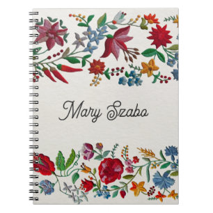 Kalocsa Embroidery Flower Print Notebook