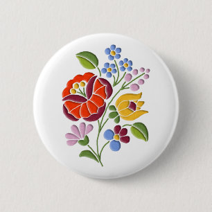 Kalocsa Embroidery - Hungarian Folk Art 2 Inch Round Button