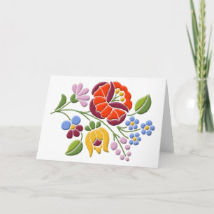 Kalocsa Embroidery - Hungarian Folk Art Card