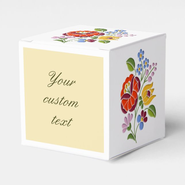 Kalocsa Embroidery - Hungarian Folk Art motif Favor Box (Front Side)