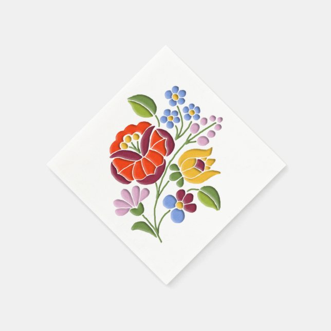 Kalocsa Embroidery - Hungarian Folk Art motif Napkin (Corner)