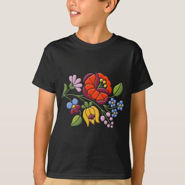 Kalocsa Embroidery - Hungarian Folk Art T-Shirt (Front)