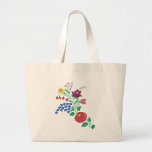 Kalocsai Flower Stem Large Tote Bag