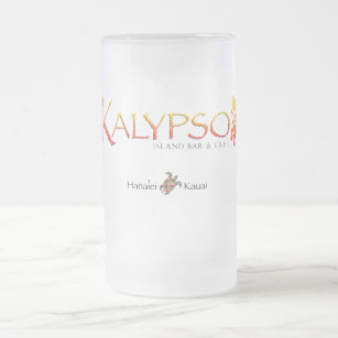 Kalypso Colourful Logo With Rainbow Sea Turtle Frosted Glass Beer Mug