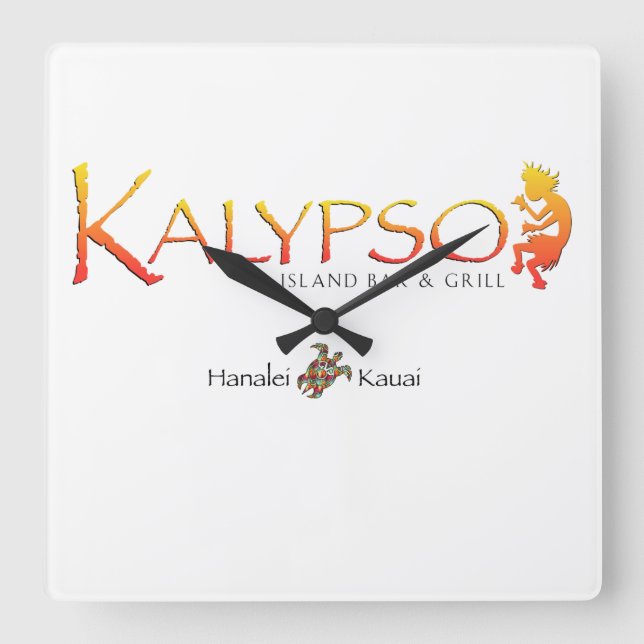 Kalypso Colourful Logo With Rainbow Sea Turtle Square Wall Clock (Front)