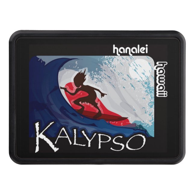 Kalypso Surfing Dude on a Wave Trailer Hitch Cover (Front)