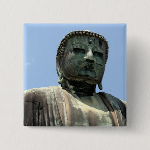 kamakura buddha 2 inch square button