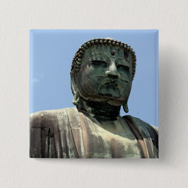 kamakura buddha 2 inch square button (Front)