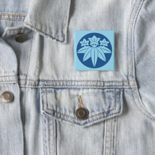 Kamakura Minamoto Mon Japanese clan in blue 2 Inch Square Button