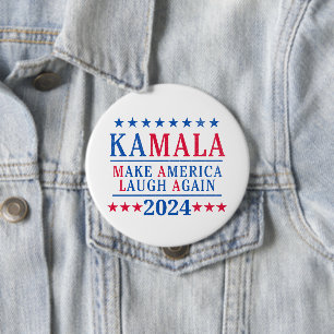 Kamal Harris 2024 Make America Laugh Again 4 Inch Round Button