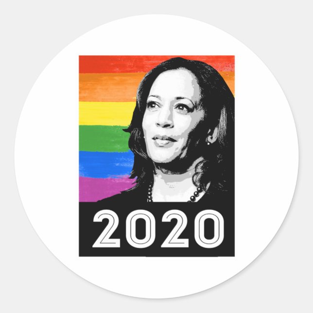 KAMALA 2020 PRIDE POSTER CLASSIC ROUND STICKER (Front)
