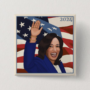 Kamala 2024 2 inch square button