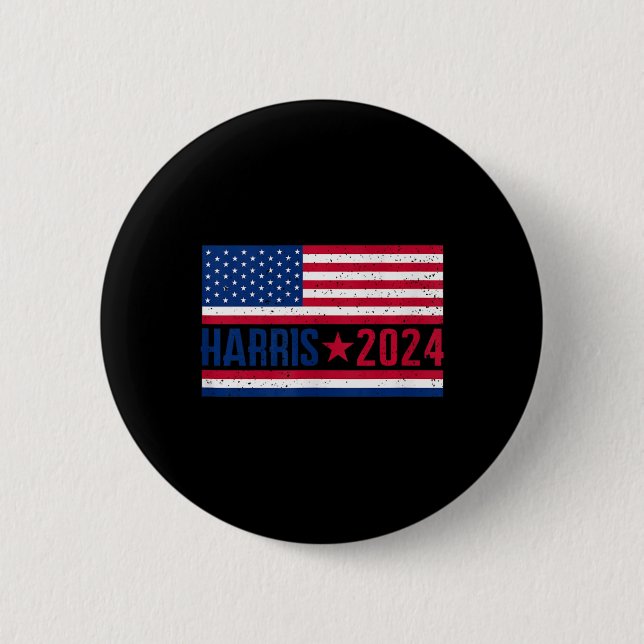 Kamala 2024 American Flag  2 Inch Round Button (Front)