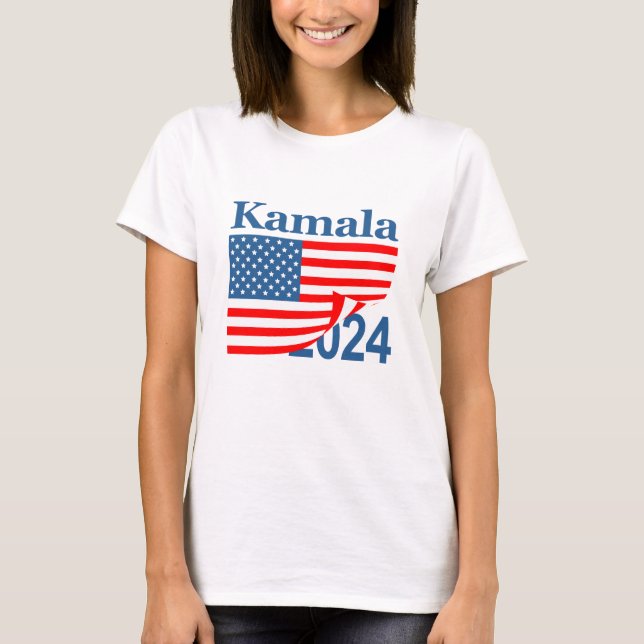Kamala 2024 Folded Flag Reveal Harris President T-Shirt (Front)