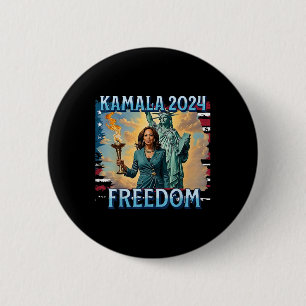 Kamala 2024 For President Campaign Lady Liberty To 2 Inch Round Button