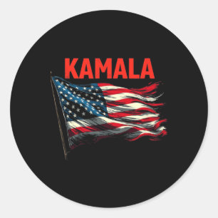 Kamala American Flag  Classic Round Sticker