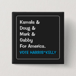 Kamala and Doug and Mark and Gabby For America 2 Inch Square Button